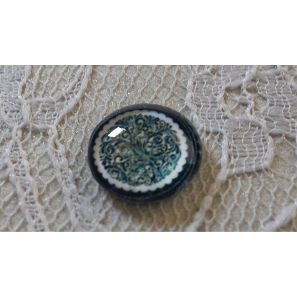 cabochon rond en verre 12mm fleur 030 