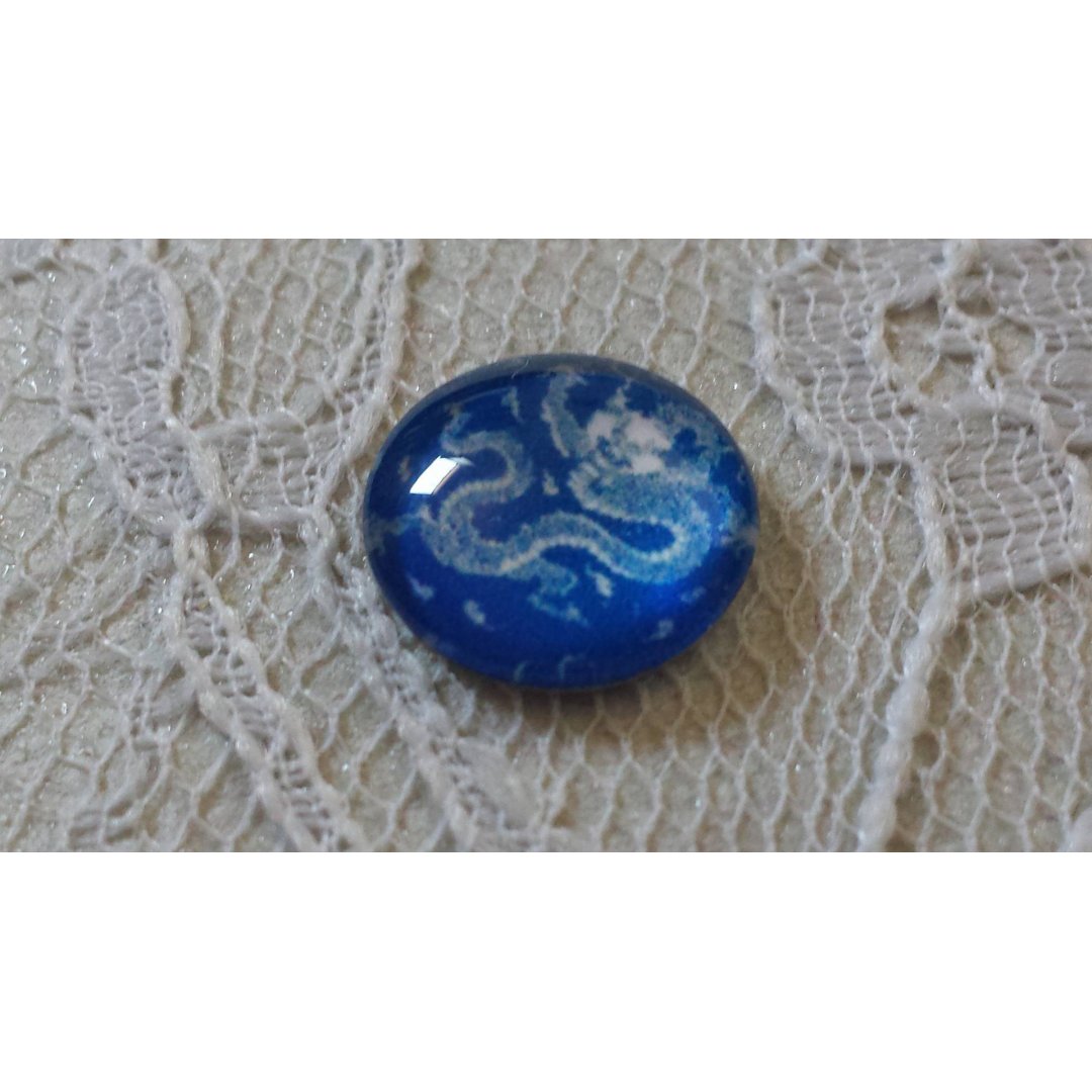 cabochon rond en verre 12mm fleur bleu 022 