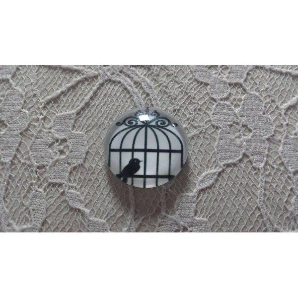 cabochon rond en verre 10mm oiseaux 007 