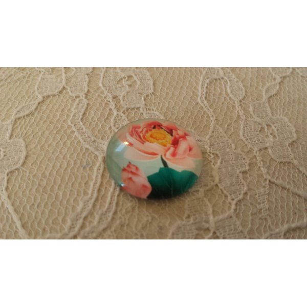 cabochon rond en verre 20mm fleur 01-048 
