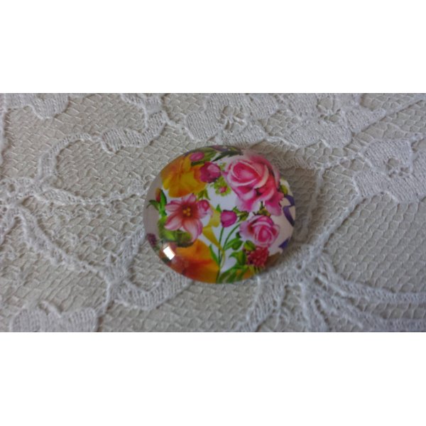 cabochon rond en verre 20mm fleur 01-046 