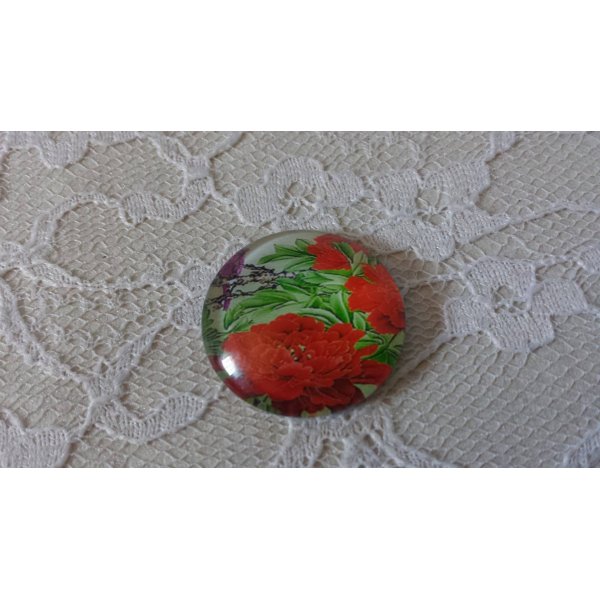 cabochon rond en verre 20mm fleur 01-045 