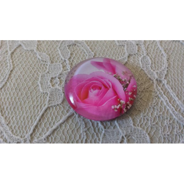 cabochon rond en verre 20mm fleur 01-037 