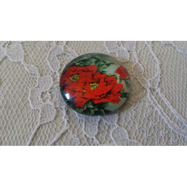 cabochon rond en verre 20mm fleur 01-035 