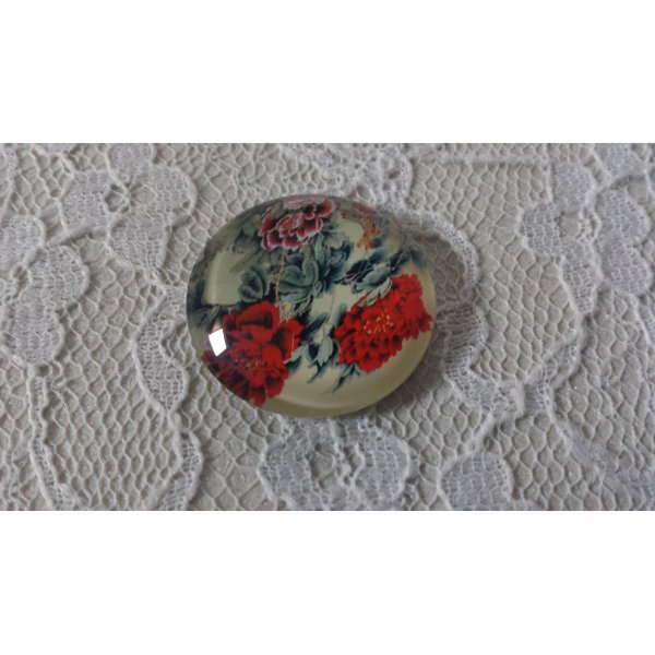 cabochon rond en verre 20mm fleur 01-026 