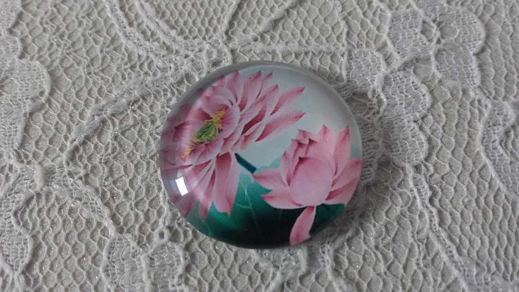 cabochon rond en verre 20mm fleur 01-025 