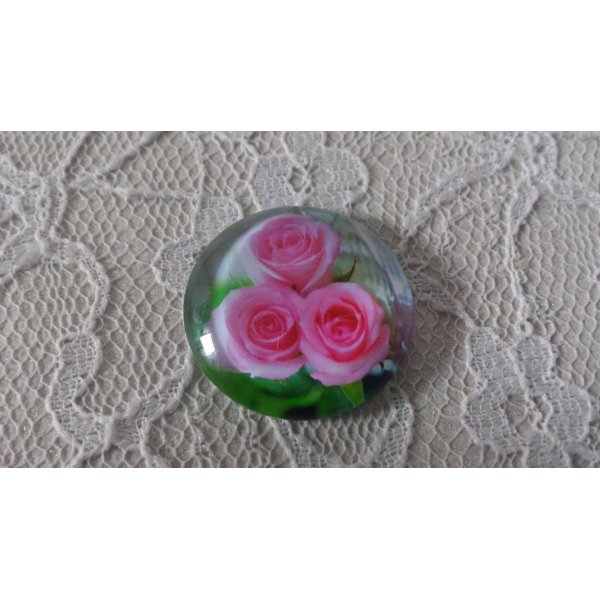 cabochon rond en verre 20mm fleur 01-024 