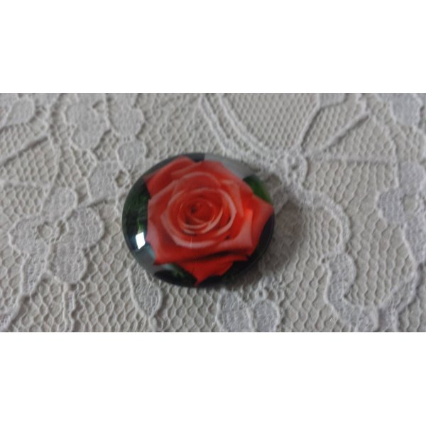 cabochon rond en verre 20mm fleur 01-022 