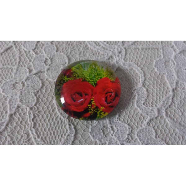 cabochon rond en verre 20mm fleur 01-019 
