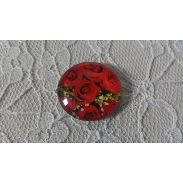 cabochon rond en verre 20mm fleur 01-017 