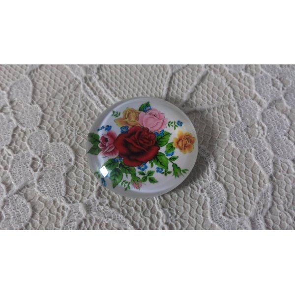cabochon rond en verre 20mm fleur 01-014 