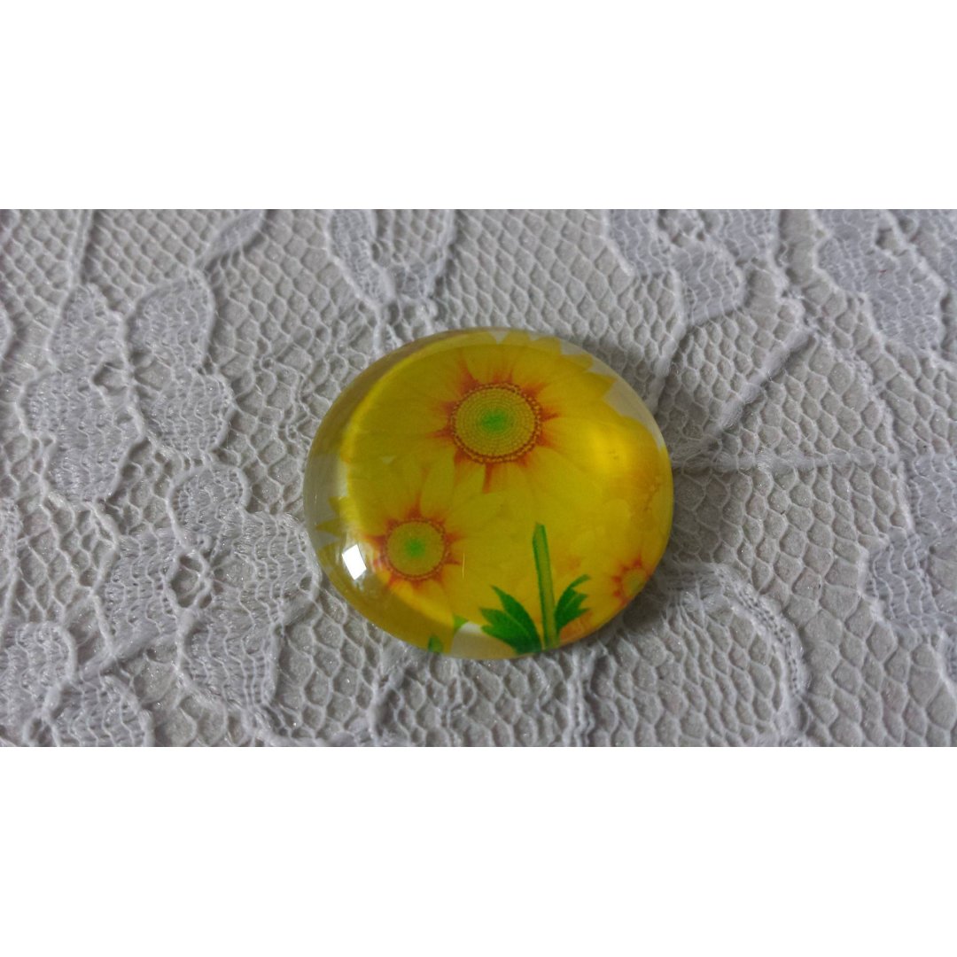 cabochon rond en verre 20mm fleur 01-012 