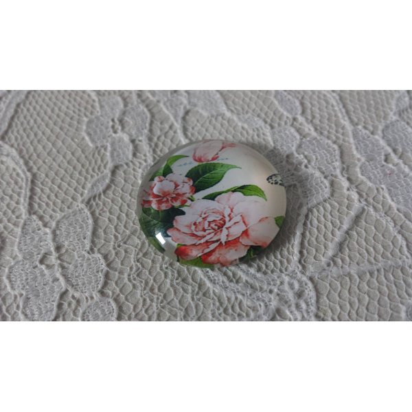 cabochon rond en verre 20mm fleur 01-009 