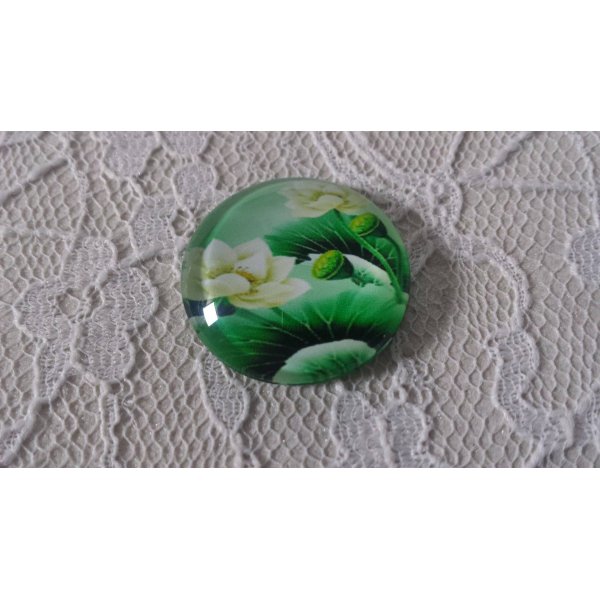 cabochon rond en verre 20mm fleur 01-008 