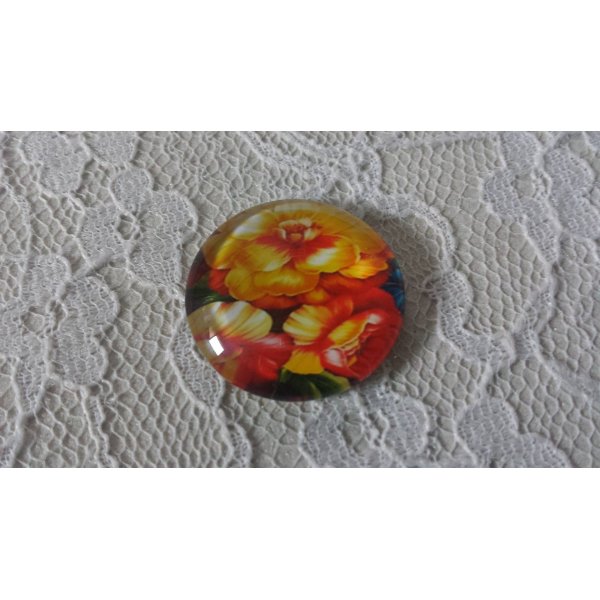 cabochon rond en verre 20mm fleur 01-004 