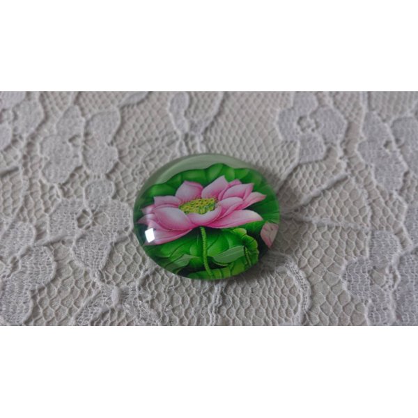 cabochon rond en verre 20mm fleur 01-003 