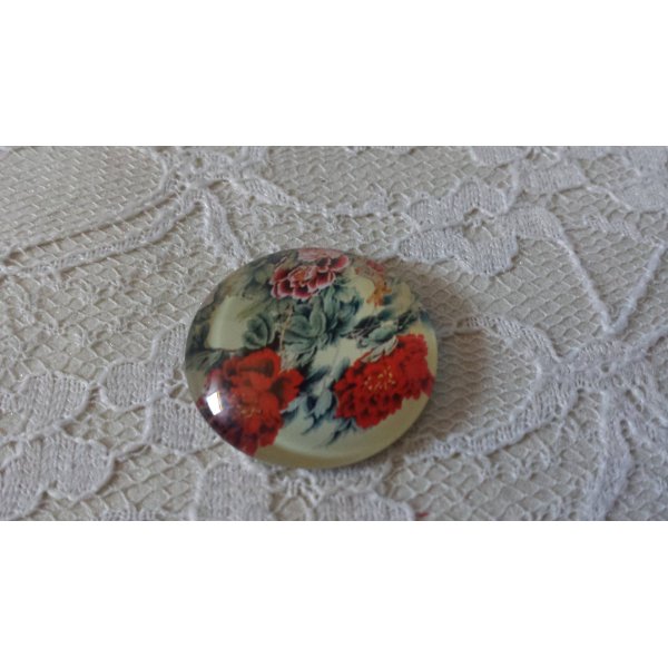 cabochon rond en verre 25mm fleur 01-042 
