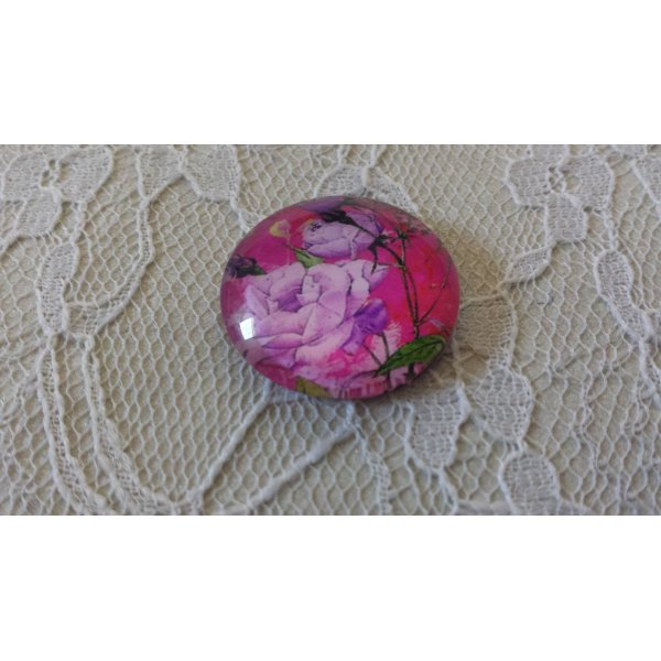 cabochon rond en verre 25mm fleur 01-034 