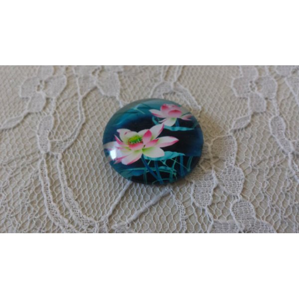 cabochon rond en verre 25mm fleur 01-032 