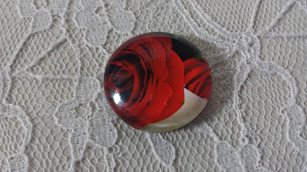 cabochon rond en verre 25mm fleur 01-027 