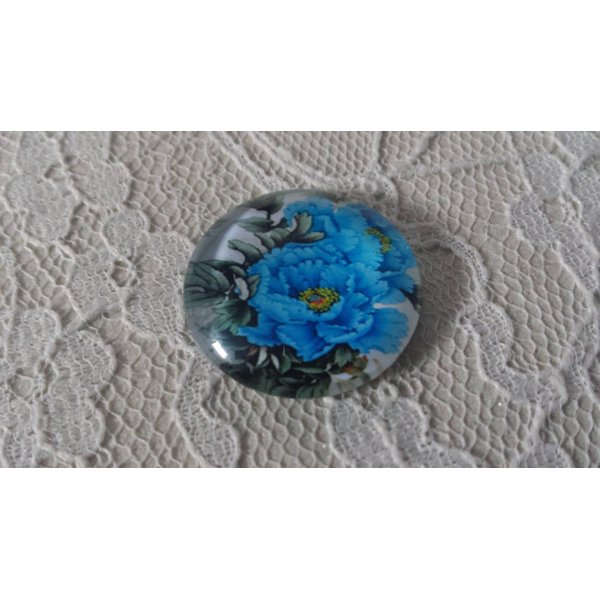 cabochon rond en verre 25mm fleur 01-015 