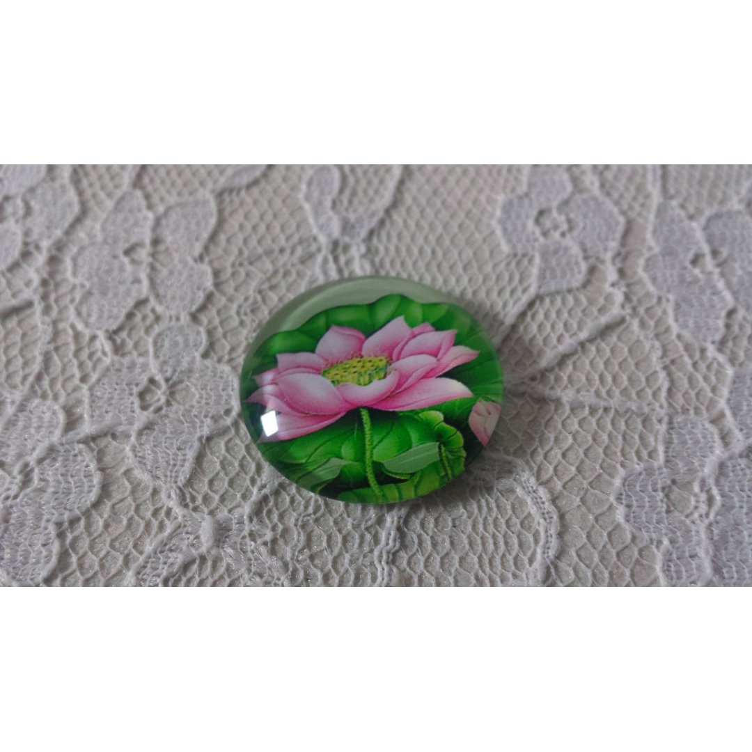 cabochon rond en verre 25mm fleur 01-003 