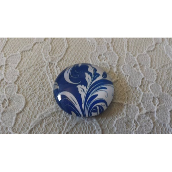 cabochon rond en verre 25mm fleur 042 