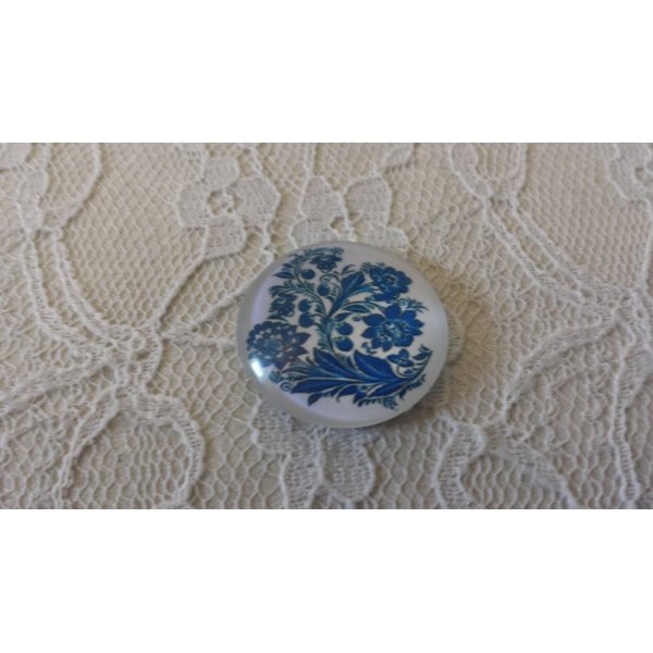cabochon rond en verre 25mm fleur 035 