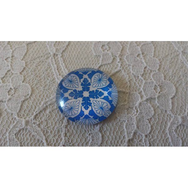 cabochon rond en verre 25mm fleur 034 
