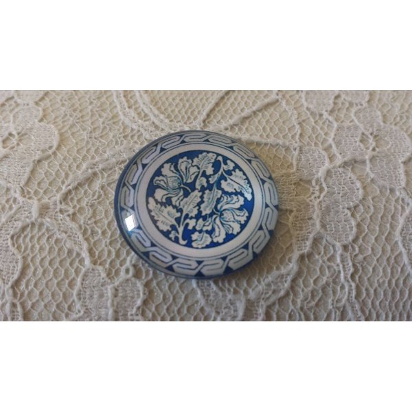 cabochon rond en verre 25mm fleur 031 