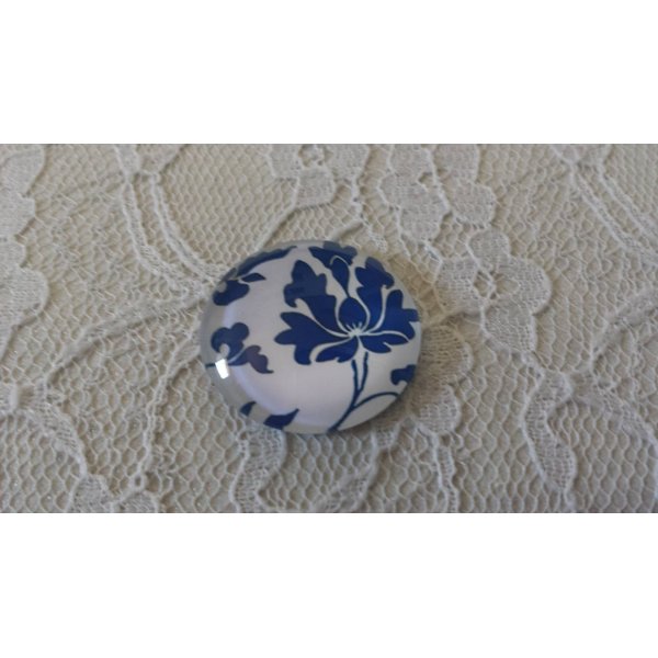cabochon rond en verre 25mm fleur 030 