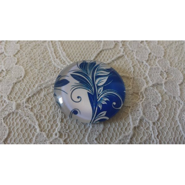 cabochon rond en verre 25mm fleur 029 