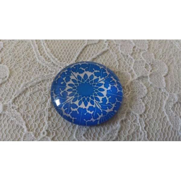 cabochon rond en verre 25mm fleur 027 