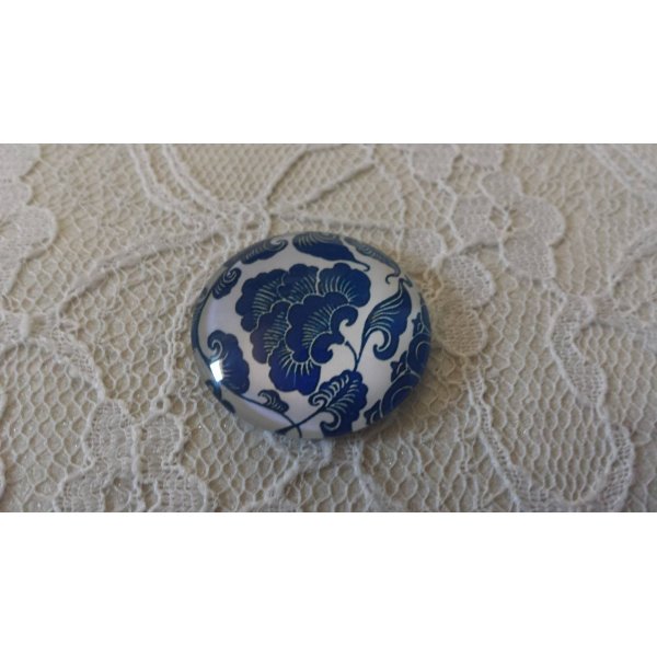 cabochon rond en verre 25mm fleur 026 