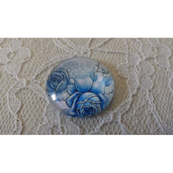 cabochon rond en verre 25mm fleur 023 
