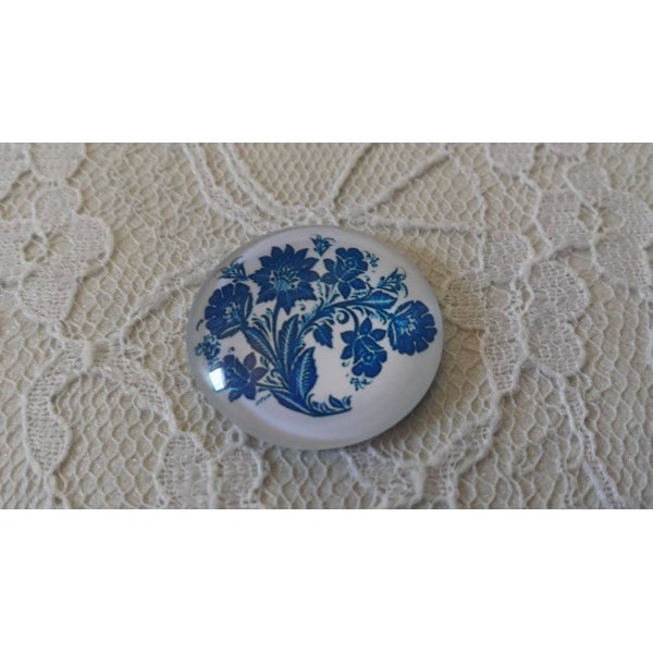 cabochon rond en verre 25mm fleur 022 