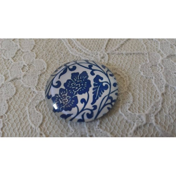 cabochon rond en verre 25mm fleur 020 