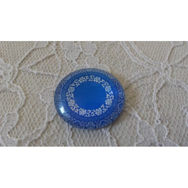 cabochon rond en verre 25mm fleur 017 
