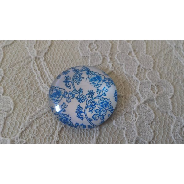 cabochon rond en verre 25mm fleur 014 