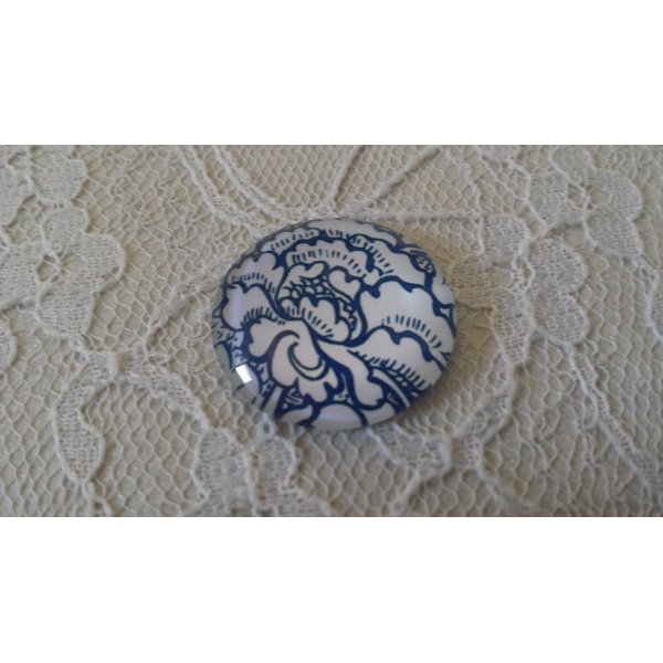 cabochon rond en verre 25mm fleur 013 