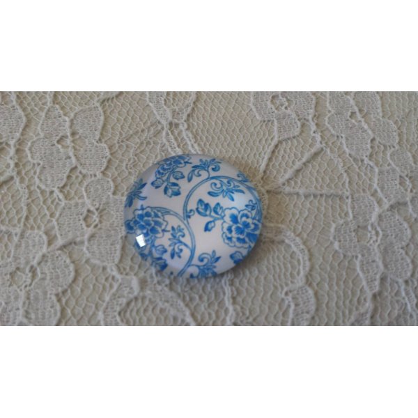 cabochon rond en verre 25mm fleur 012 