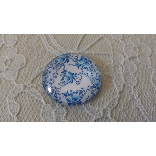 cabochon rond en verre 25mm fleur 010 