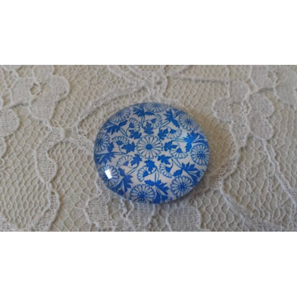 cabochon rond en verre 25mm fleur 006 