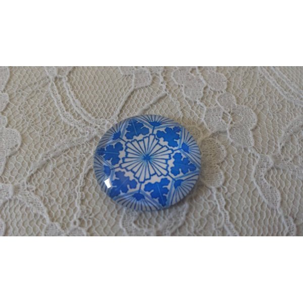 cabochon rond en verre 25mm fleur 005 