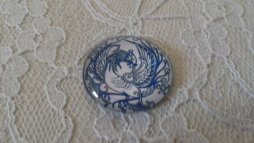 cabochon rond en verre 25mm fleur 003 