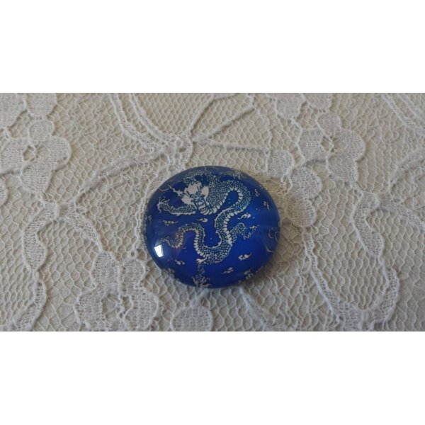 cabochon rond en verre 25mm fleur 002 