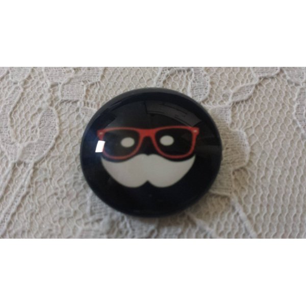 cabochon rond en verre 25mm moustache 044 
