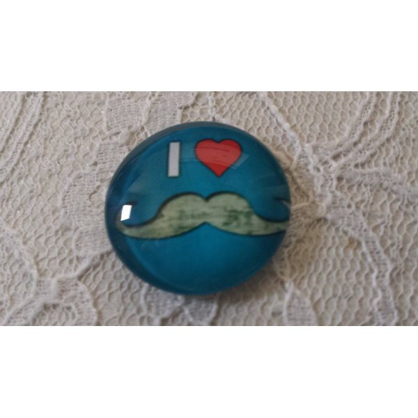 cabochon rond en verre 25mm moustache 037 