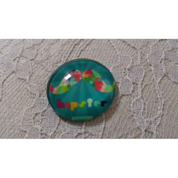 cabochon rond en verre 25mm moustache 022 