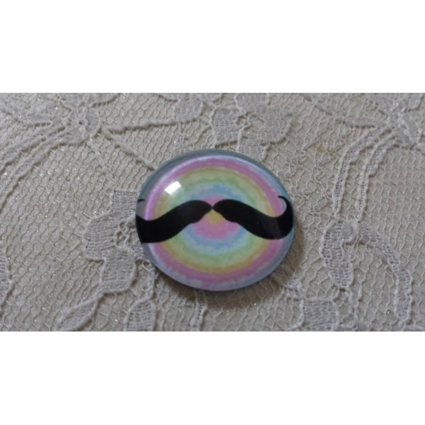 cabochon rond en verre 25mm moustache 001 